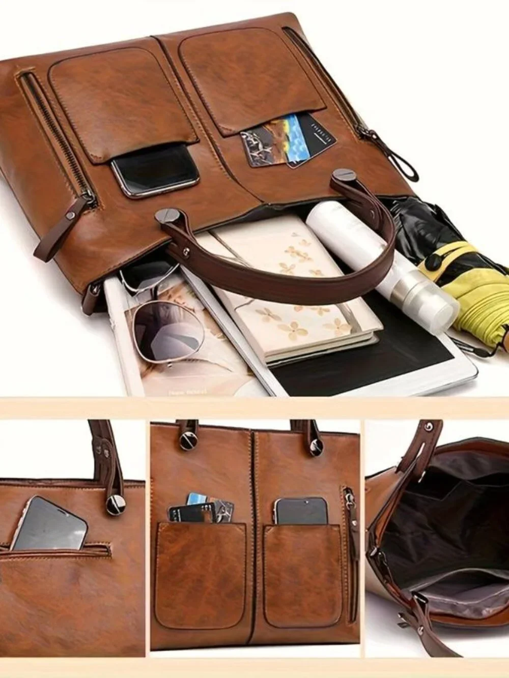 Unisex Commuter Bag Vintage Style Crossbody Bag Versatile Casual Shoulder Tote